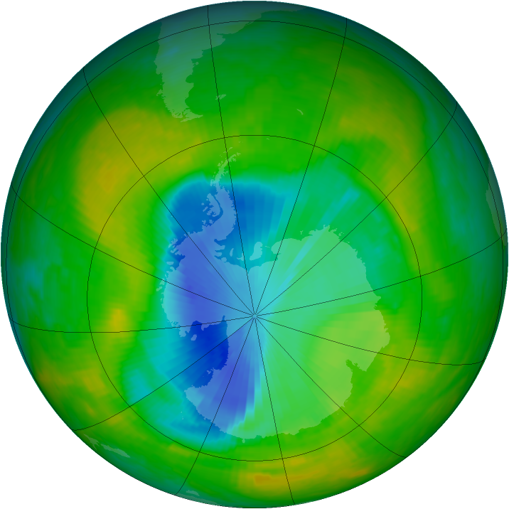 Antarctic ozone map for 29 November 1989